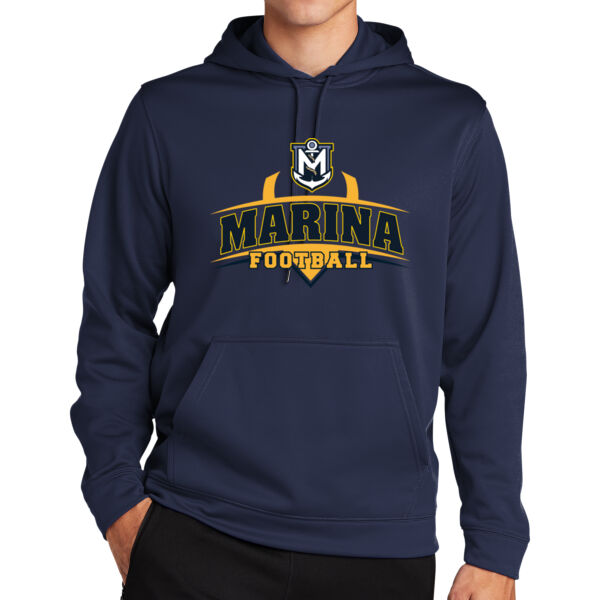 Marina Football - Navy Sport Wick Fleece Hooded Pullover Thumbnail
