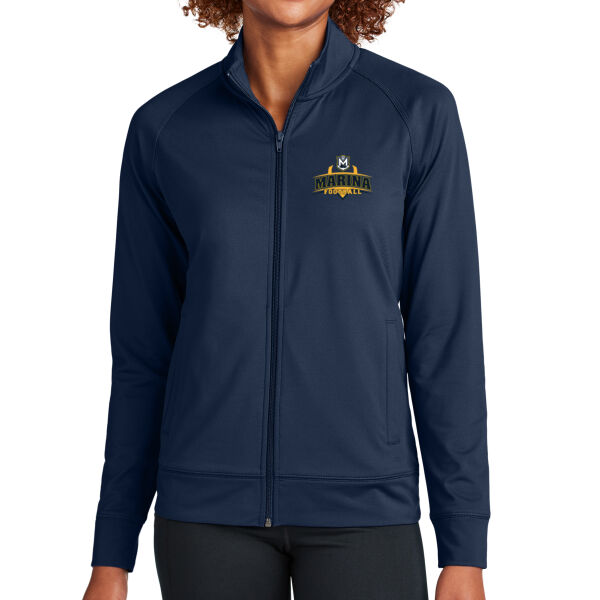 Marina Football - Navy Ladies Sport Wick Stretch Full Zip Cadet Jacket Thumbnail
