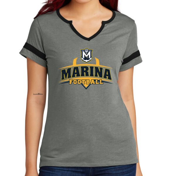 Marina Football - Navy Ladies Halftime Notch Neck Tee Thumbnail