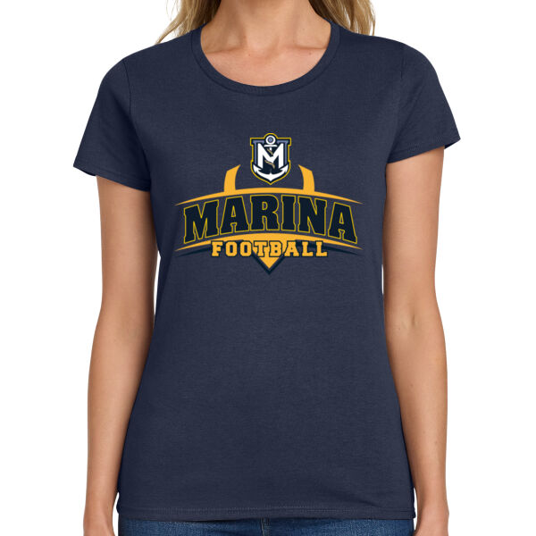 Marina Football - Navy Ladies Heavy Cotton 100% Cotton T Shirt Thumbnail