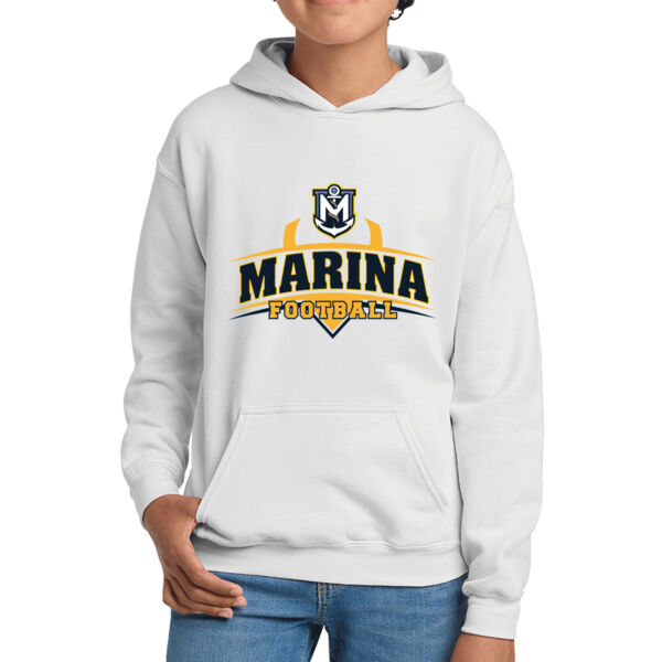 Marina Football - White Youth Heavy Blend Hooded Sweatshirt Thumbnail