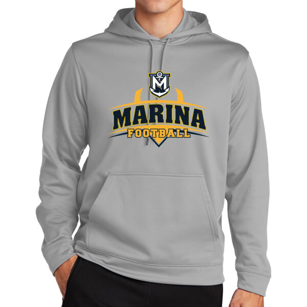 Marina Football - Grey Sport Wick Fleece Hooded Pullover Thumbnail