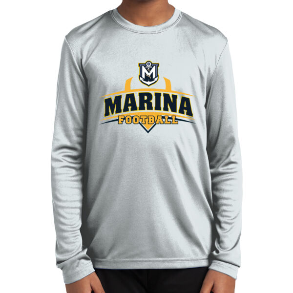 Marina Football - White Youth Long Sleeve PosiCharge Competitor Tee Thumbnail