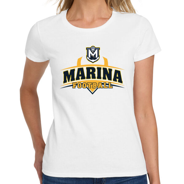 Marina Football - White Ladies Heavy Cotton 100% Cotton T Shirt Thumbnail